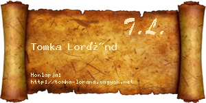Tomka Loránd névjegykártya