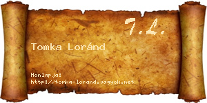 Tomka Loránd névjegykártya